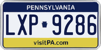 PA license plate LXP9286