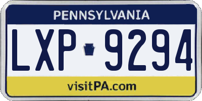 PA license plate LXP9294