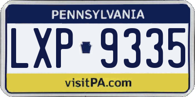 PA license plate LXP9335