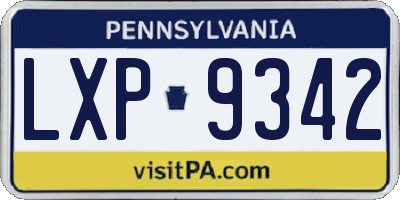 PA license plate LXP9342