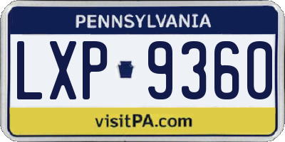 PA license plate LXP9360