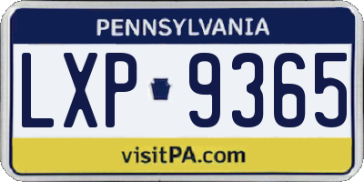 PA license plate LXP9365