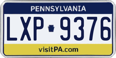 PA license plate LXP9376