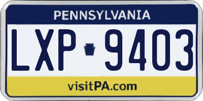 PA license plate LXP9403