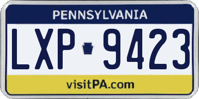 PA license plate LXP9423