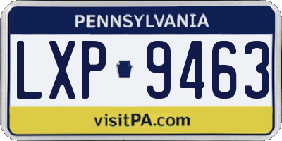 PA license plate LXP9463