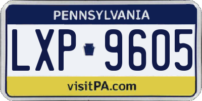 PA license plate LXP9605