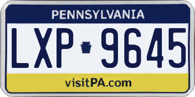 PA license plate LXP9645