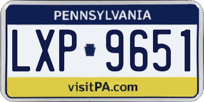 PA license plate LXP9651