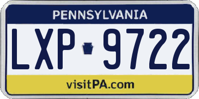 PA license plate LXP9722