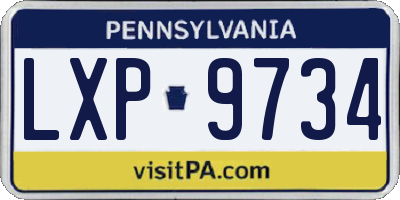 PA license plate LXP9734