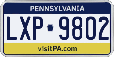 PA license plate LXP9802