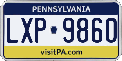 PA license plate LXP9860