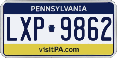 PA license plate LXP9862