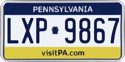 PA license plate LXP9867
