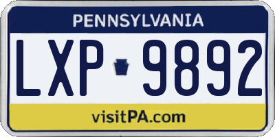 PA license plate LXP9892