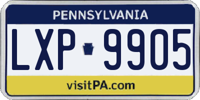 PA license plate LXP9905