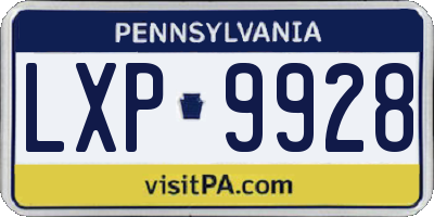PA license plate LXP9928