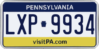 PA license plate LXP9934