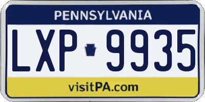 PA license plate LXP9935