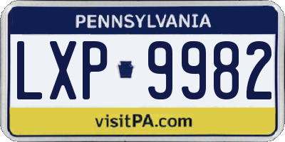 PA license plate LXP9982