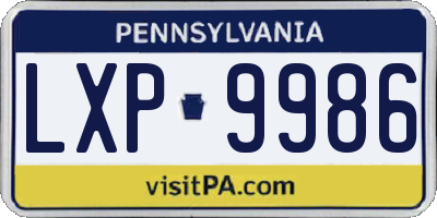 PA license plate LXP9986