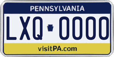 PA license plate LXQ0000