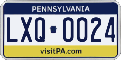 PA license plate LXQ0024
