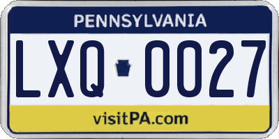PA license plate LXQ0027