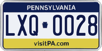 PA license plate LXQ0028
