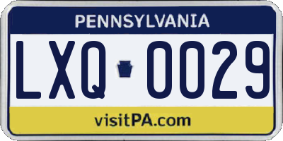 PA license plate LXQ0029