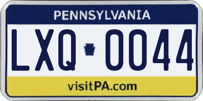 PA license plate LXQ0044