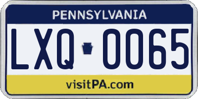PA license plate LXQ0065
