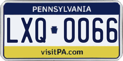 PA license plate LXQ0066
