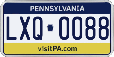PA license plate LXQ0088