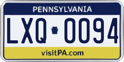 PA license plate LXQ0094