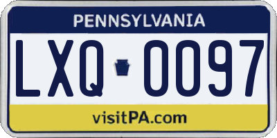 PA license plate LXQ0097