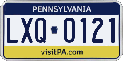 PA license plate LXQ0121