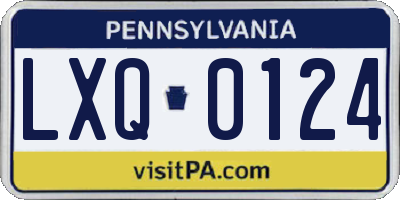 PA license plate LXQ0124