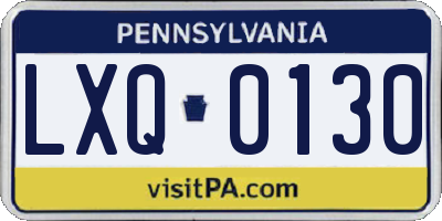 PA license plate LXQ0130