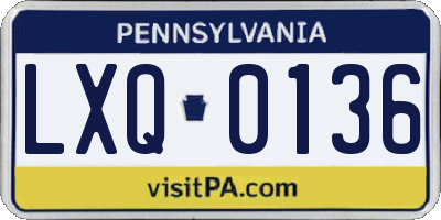 PA license plate LXQ0136