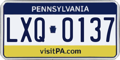 PA license plate LXQ0137