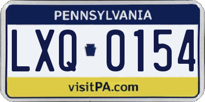 PA license plate LXQ0154