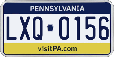 PA license plate LXQ0156