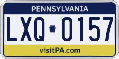 PA license plate LXQ0157