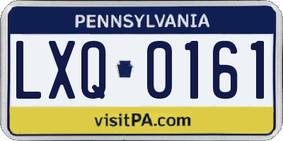PA license plate LXQ0161