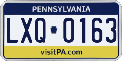 PA license plate LXQ0163