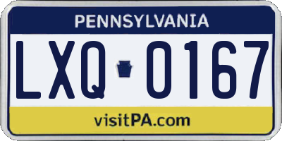 PA license plate LXQ0167