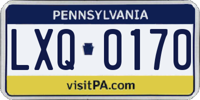 PA license plate LXQ0170