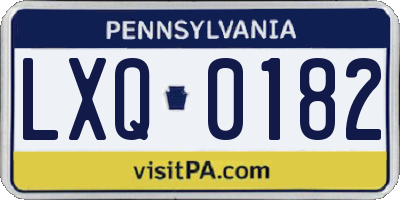 PA license plate LXQ0182